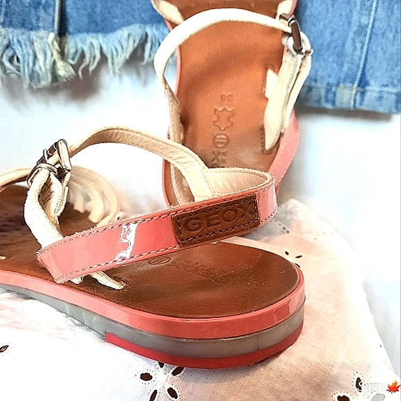 GEOX Pink & White Strap Flat Sandals - Picture 6 of 10